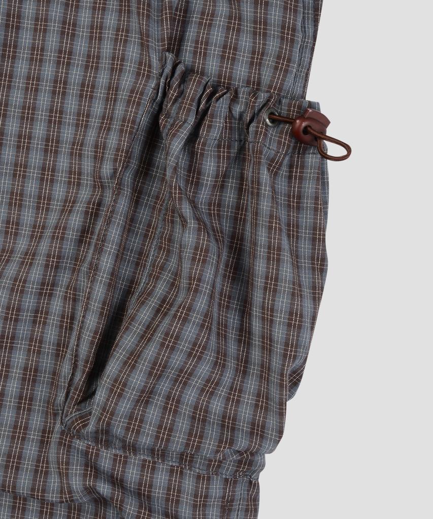 Beodeonteu Check String Cargo Elastic Pants [Brown]