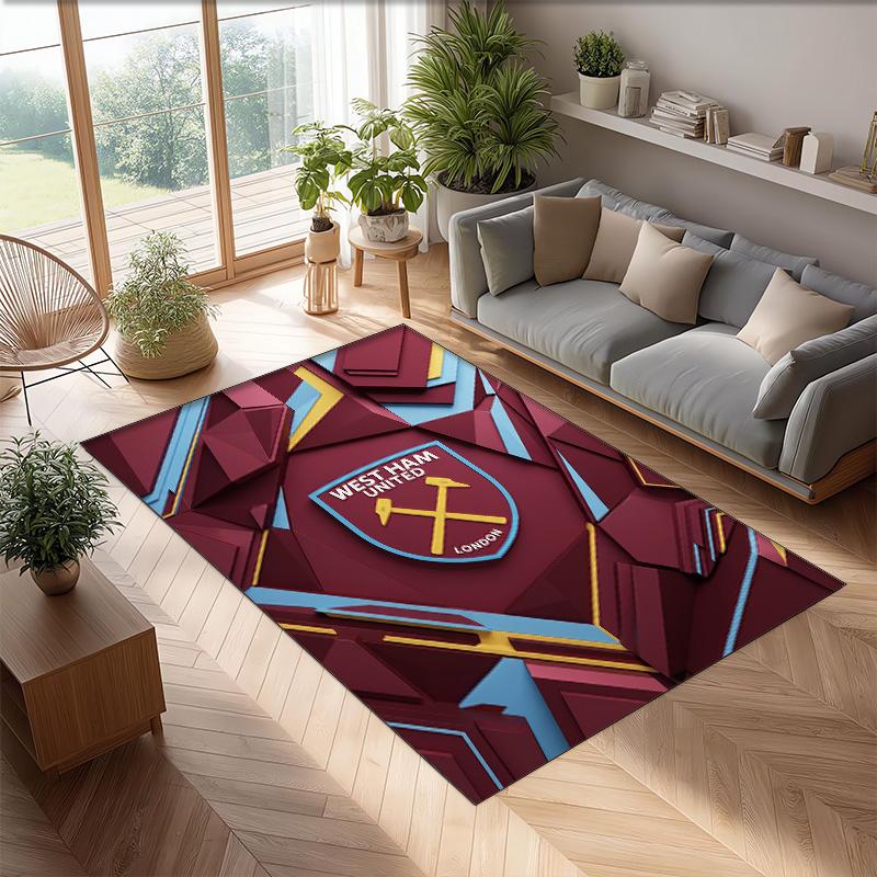 Tappeto in Velluto di Cristallo con Stampa del West Ham United Football, Comodo Assorbente d'Acqua Antiscivolo Tappeto per Pavimenti Interni