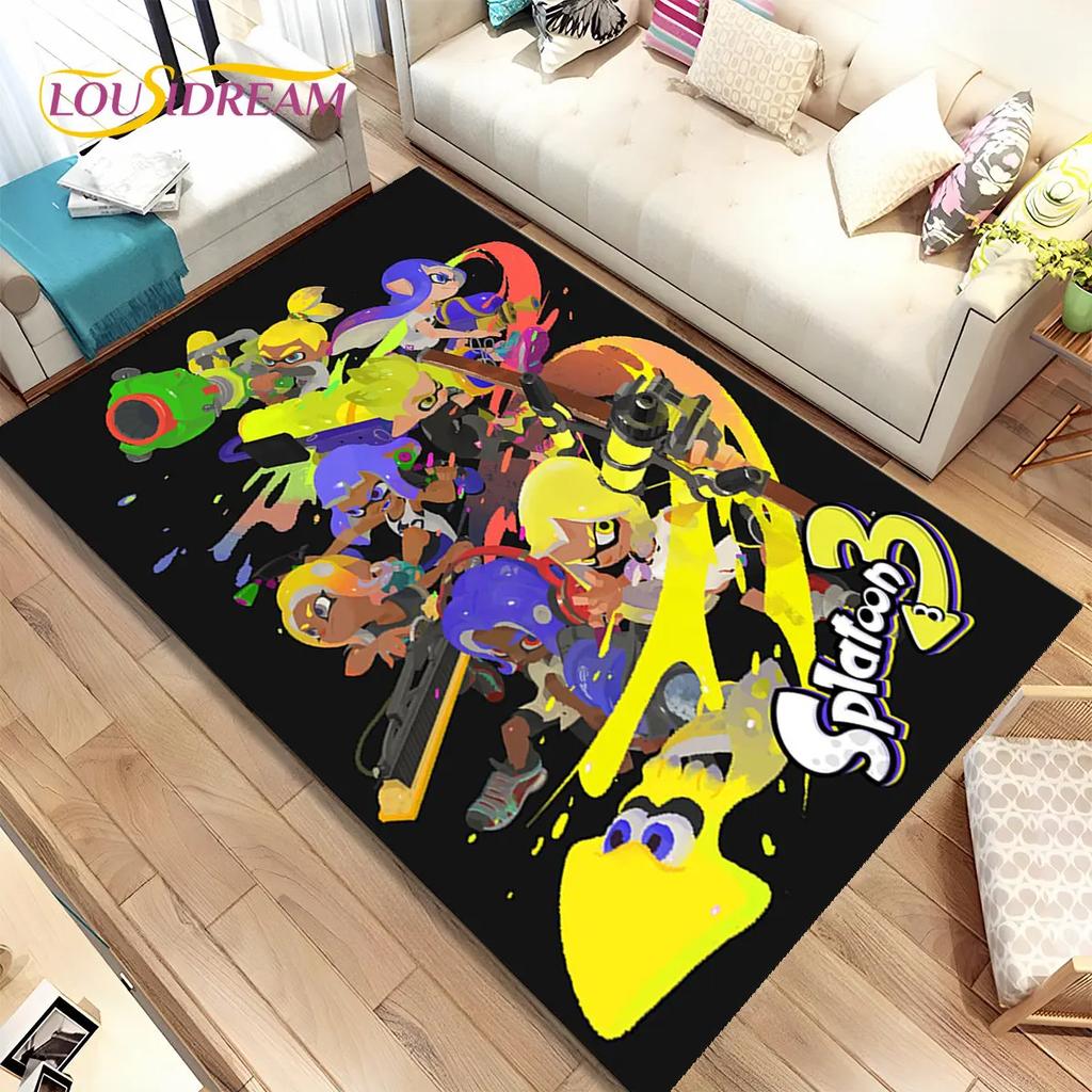 Games,Splatoon, Cartoon Gamers Area Rug,Carpet Rug for Living Room Bedroom Sofa Doormat Decoration, Kid Play Non-slip Floor Mat