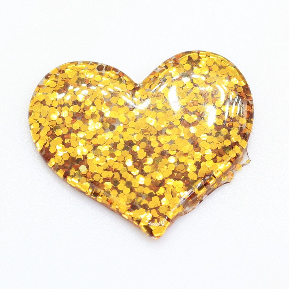Assorted Color Kawaii Glitter 36mm Heart Flat Back Resin Cabochon for Phone Decoration Hair Bow Diy Slime Charm