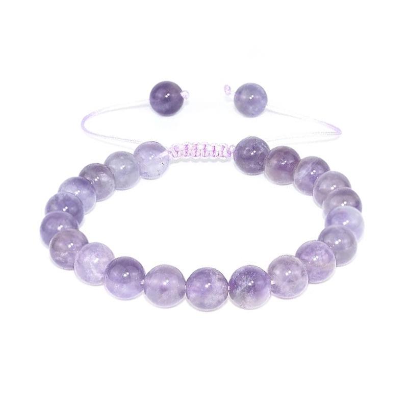 Unisex Verstellbares Armband aus natürlichem Achat & Bergkristall mit 8mm Perlen