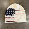 American Flag Patterned Woolen Hat With Foldable Design For Casual Street Style
