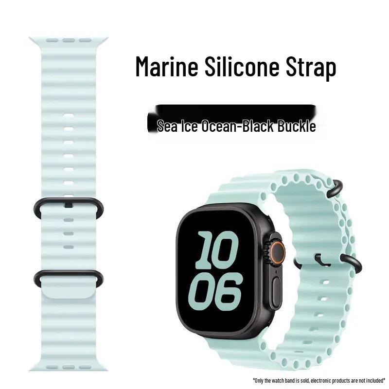 Double Buckle Solid Silicone Strap for Apple Watch Series 1, 8, 9