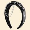 PU Leather Buckle Hairhoop for Women with Chain Decors Japanese Girl Headband Cosplay Dress Up Accessories