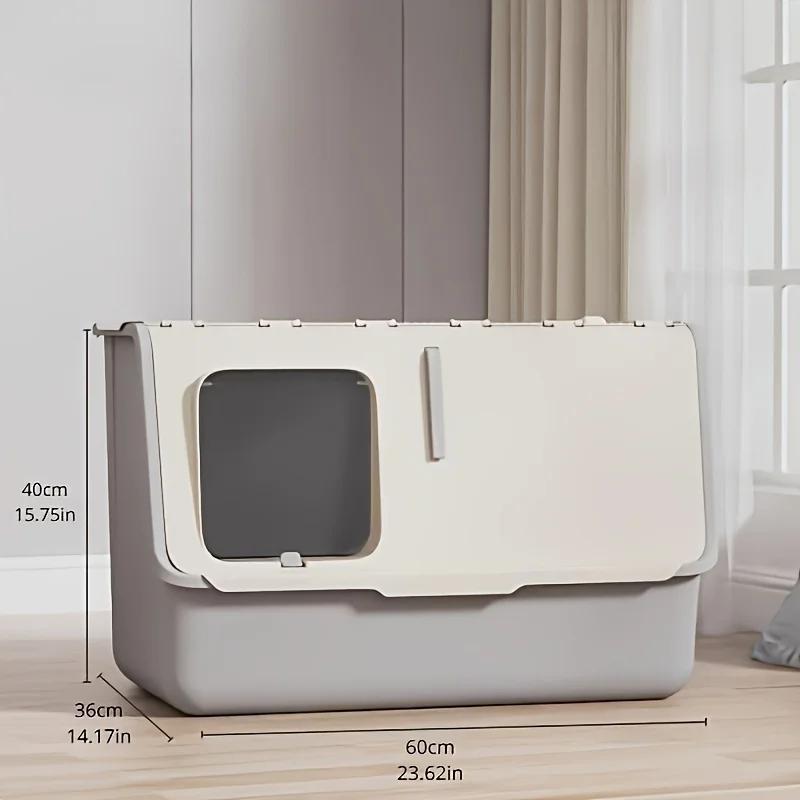 Extra Large Cat Toilet, Portable Detachable Litter Box, 2 Doors, with Handle, Suitable for Cats Under 20kg/44lb