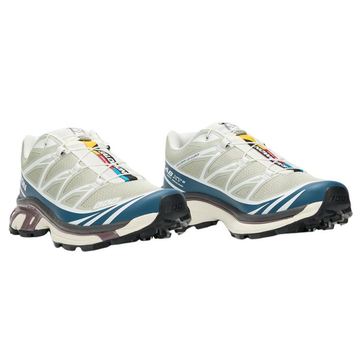 Salomon Xt-6 Recut Outdoor Trend Fabric Shock Absorption Durable Low-Top Running Shoes Unisex sneaker Mineral-Gray Duck-Blue White 492579