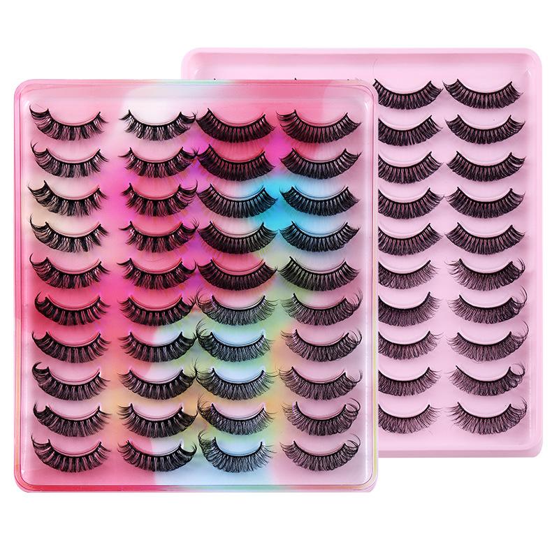 20 Pairs Of Thick Curled False Eyelashes D-Curve Natural Chemical Fiber Curled Long Eyelashes