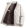 Men's Khaki Stand Collar Windproof Velvety Cotton Winter Jacket