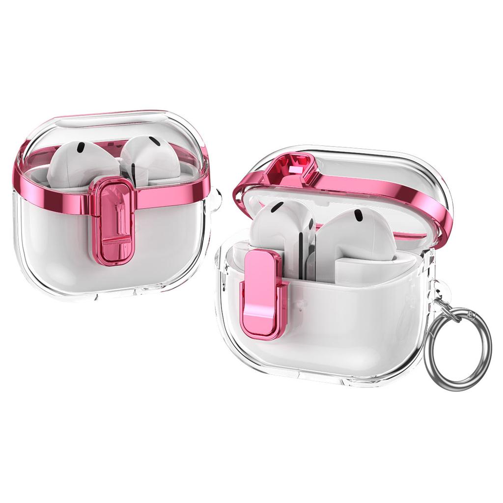 Transparente Hülle für Samsung Galaxy Buds3/Buds3 Pro Galvanisiertes TPU + PC Ohrhörer-Schutz mit Schloss-Schnalle