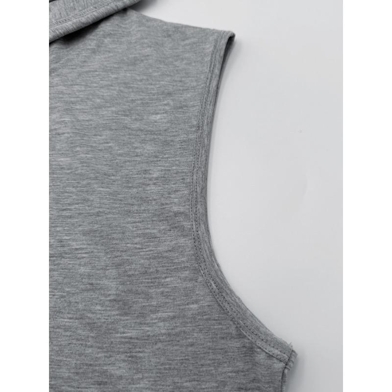 Canottiera Sportiva Fitness Estiva da Uomo Senza Maniche con Cappuccio Monocolore Vestibilità Ampia