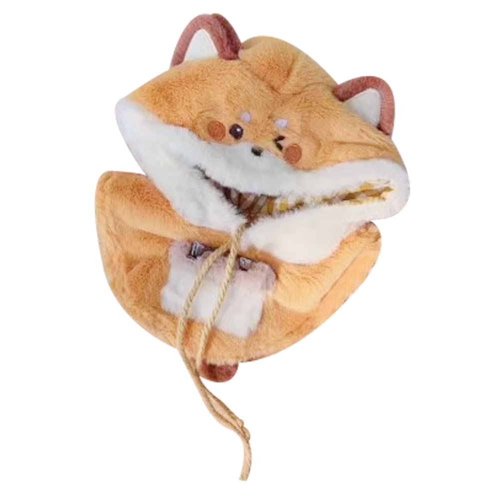 

YUYAKESHI Cotton Doll Clothes, Animal Doll Outfit, Jacket, Hat with Ears, Plush Toy, Cute Animal, Fluffy Cloak (Fox, 15cm)