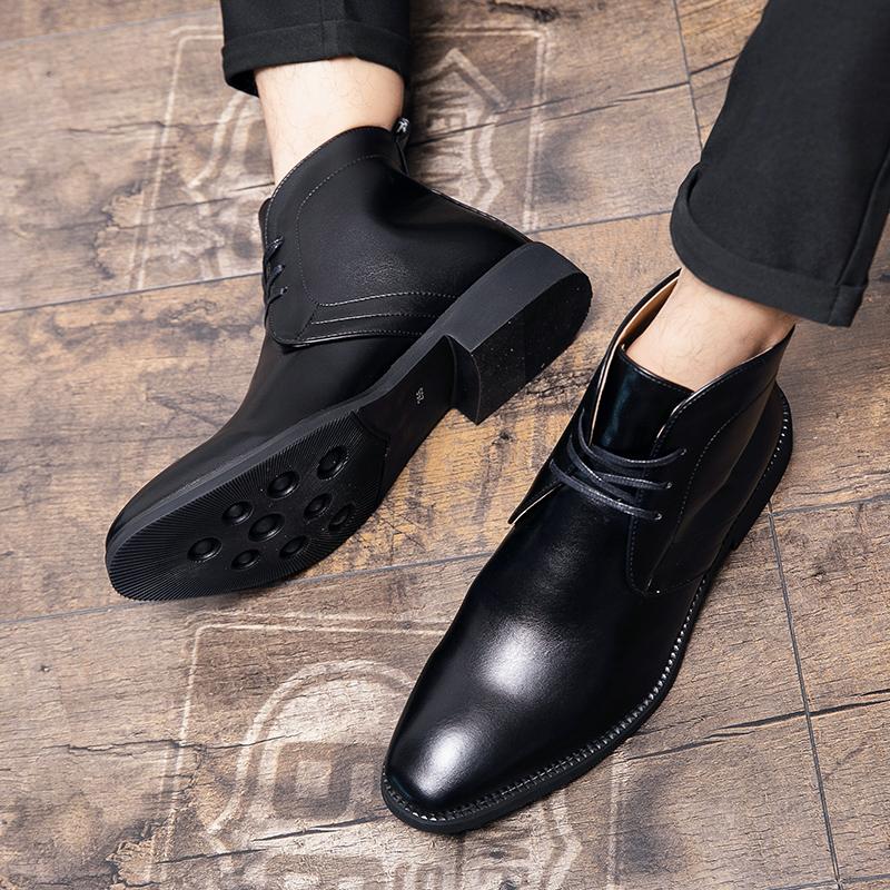 Men Blue Ankle Boots Motorcycle Casual Brown Boots Dress Formal Black Leather Tuxedo Wedding Derby Boots