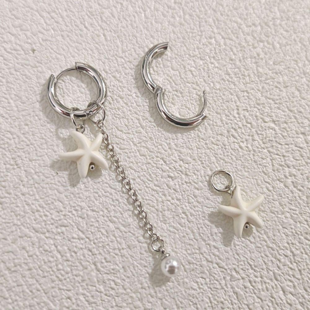 Creative Design Starfish Earrings White Color Ocean Style Earrings Starfish Pendant Earrings Gift