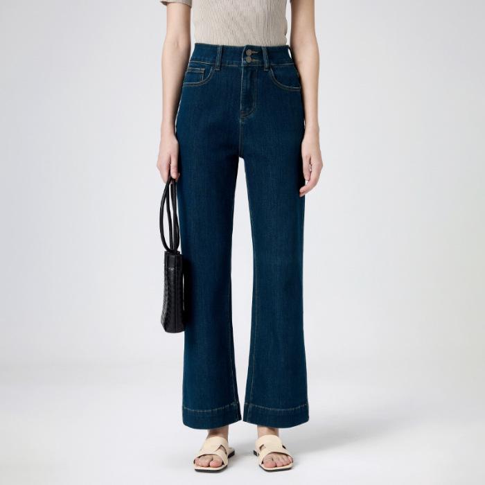 2026 European Style High-Waisted Green Slimming Denim Pants for Women 25