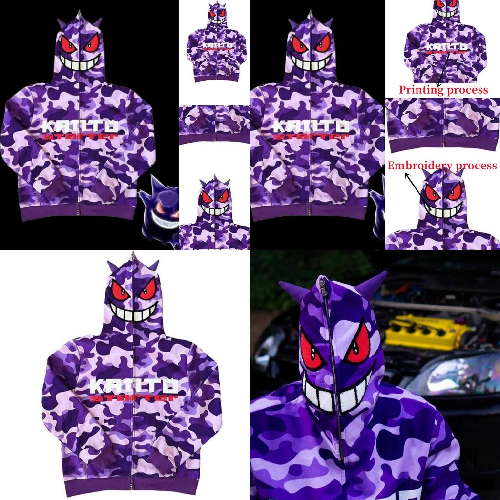 Giacca con cappuccio e zip Gengar Pokémon alla moda per l'autunno