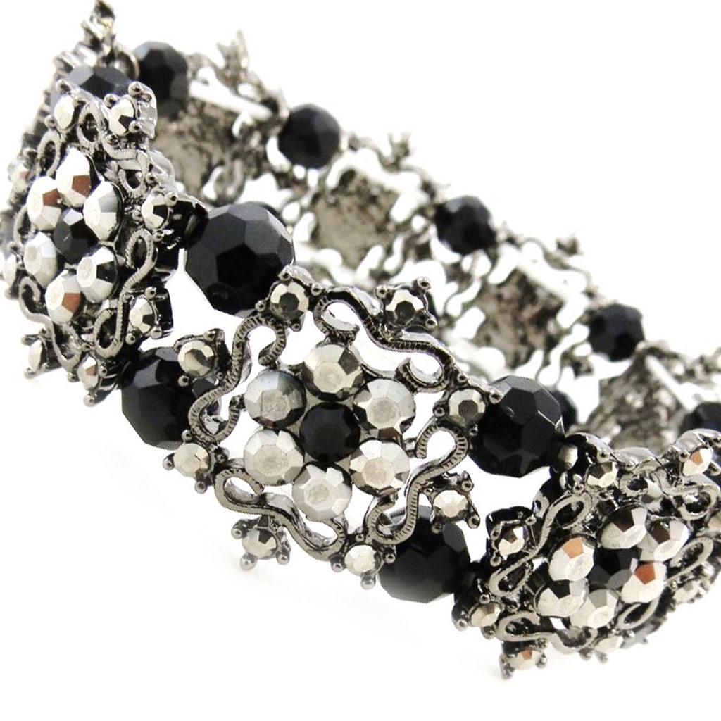 Les Trésors De Lily [D2205] - Designer Bracelet 'Lady Rose' Black