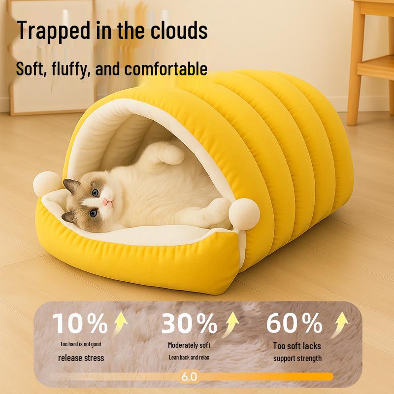 Cute Caterpillar Cat Bed Warm Sofa for Small Pets - Ideal for Autumn/Winter