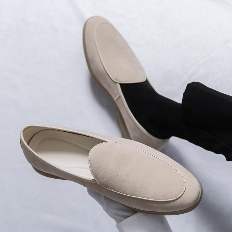 Men's Genuine Suede Leather Loafers, Soft Casual Slip-On Shoes with Non-Slip Sole EU 38-46 Wide Size Available for Business/Dail