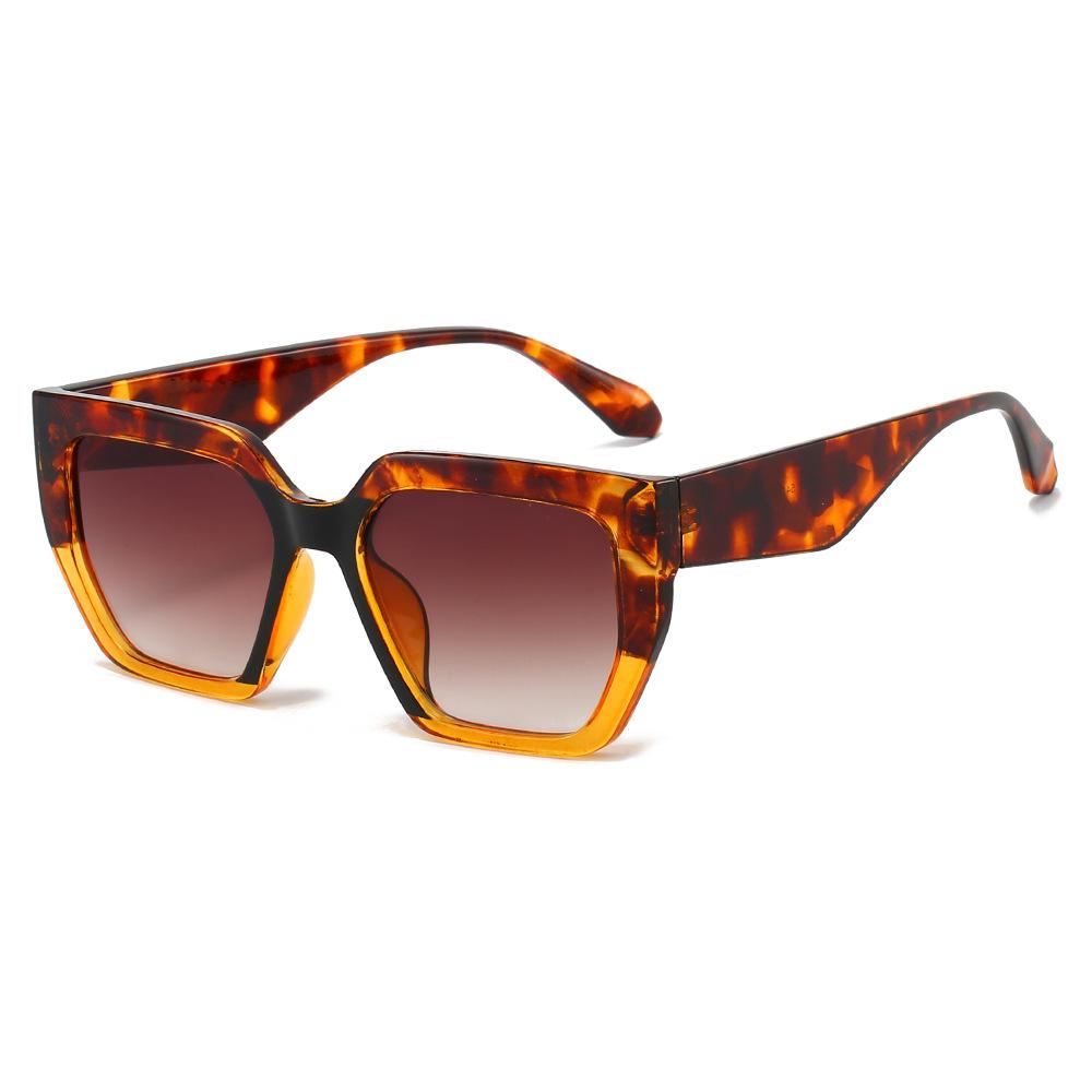 New Retro Square Leopard Gradient Women Sunglasses  Personality Contrast Thick Frame Design Fashion Trend Men Shades Uv400