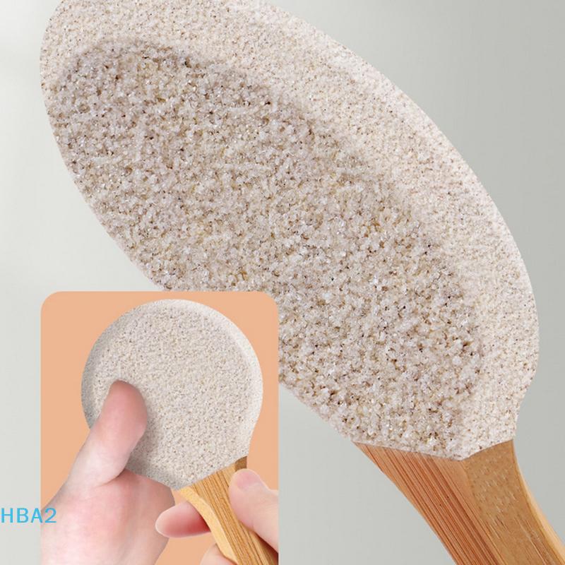 1pc Foot Pumice Stone round Foot Scraper Callus Remover Dead Skin Exfoliator Foot File with Bamboo Handle for Foot Care White