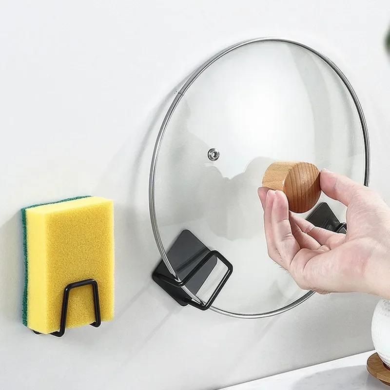 Kitchen Sponge Holder Self Adhesive Sink Rag Drain Drying Rack Wall Hooks Wire Ball Organizer Bathroom Storage Home Organizer