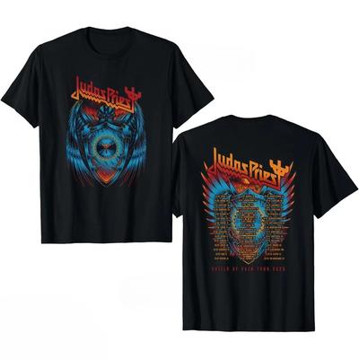 Judas Priest Shield of Pain Tour 2025 Shield Wings Double-Sided T-Shirt High-end Luxury Is for Both Men and Women Top