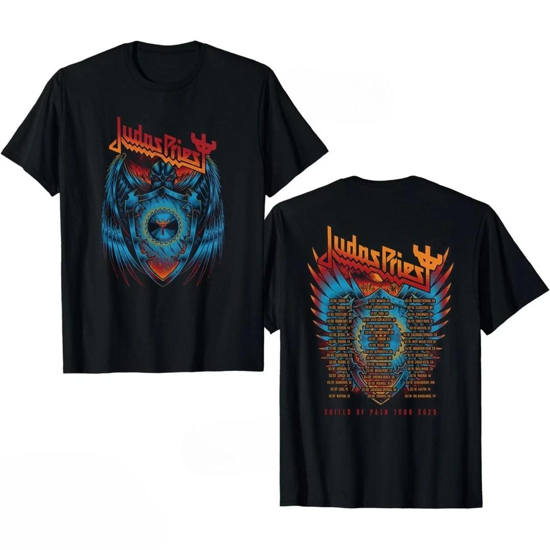 

Judas Priest Shield of Pain Tour 2025 Shield Wings Double-Sided T-Shirt High-end Luxury Is for Both Men and Women Top 4XL
