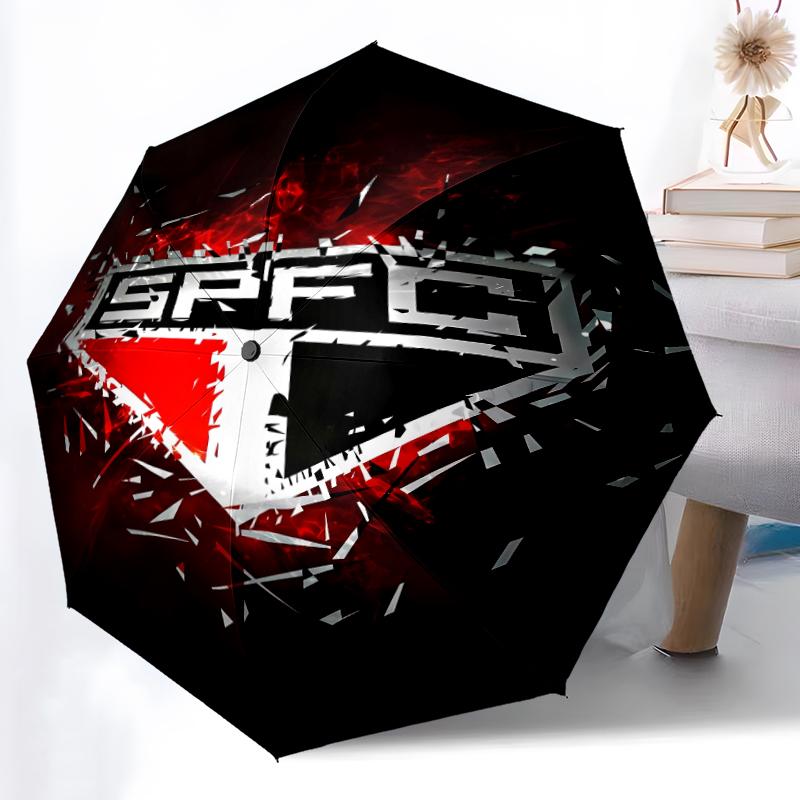 Printed São Paulo FC Logo Folding Umbrella,Outdoor,Leisure,And Travel Umbrella,Durable Umbrella Fabric,Birthday And Holiday Gift