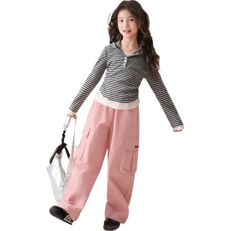 LUSON Girls  2026 Spring Casual Cargo Long Pants 120 королевский синий