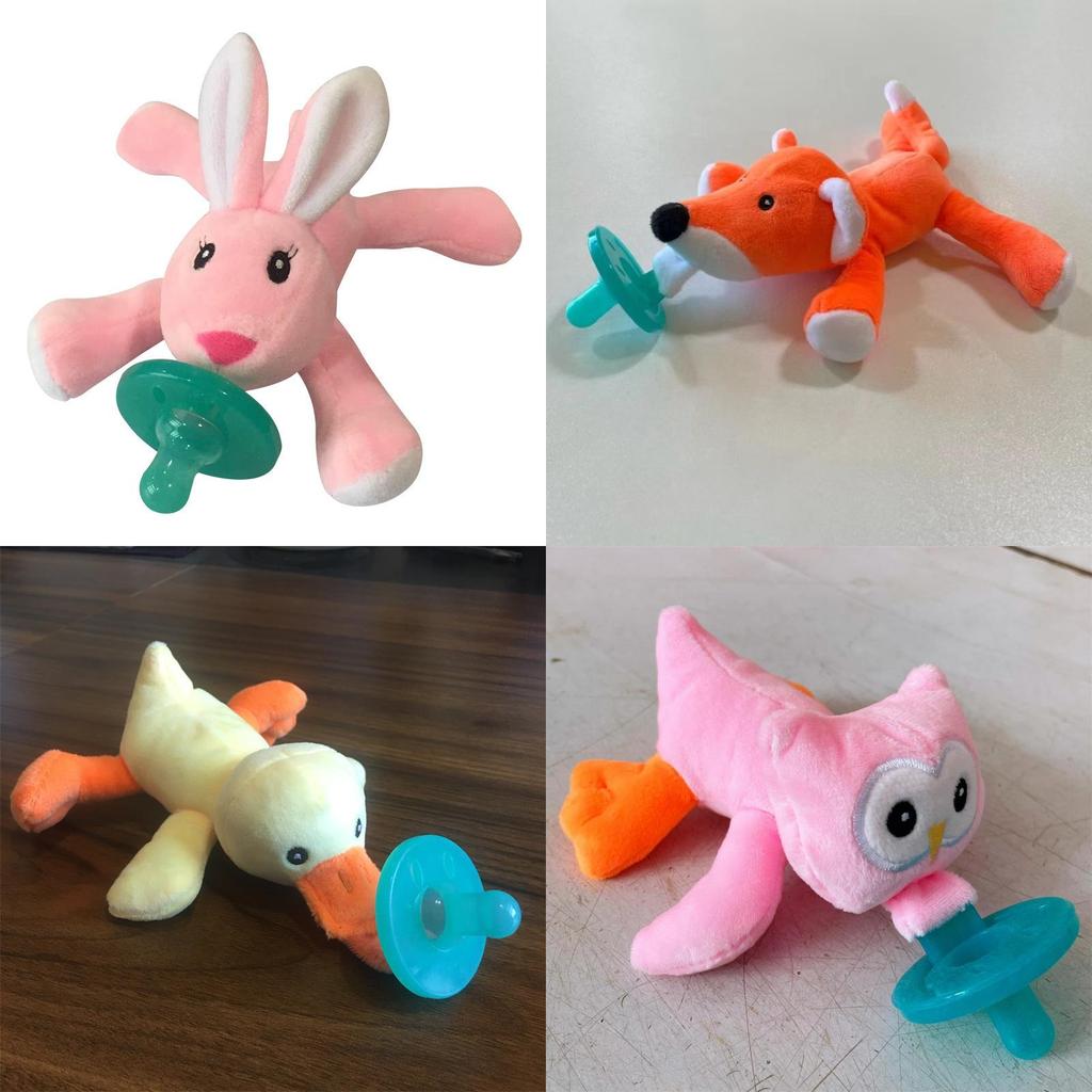 Ciuccio in Silicone con Ciondolo Animale di Peluche per Lattanti e Bambini Piccoli per Alleviare la Dentizione