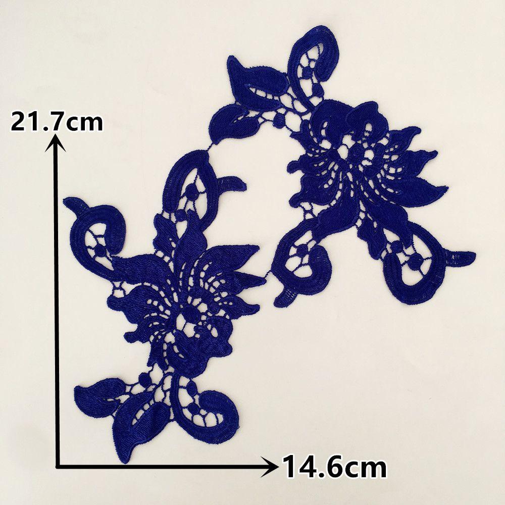 

Синий I Полиэстер Вышивка Ажурное Шитье Кружево Пара Цветок Воротник Сделай Сам Ципао Свадебное Платье Одежда Аксессуары Аксессуары Style 1871 (1 pair)