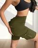Breathable Butt-Lifting Button Pocket Yoga Shorts Slim-Fit Base Layer Pants