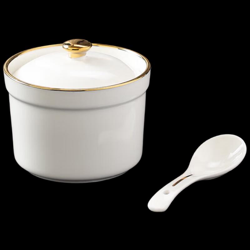 Glazed Ceramic Double Boiler Stew Pot