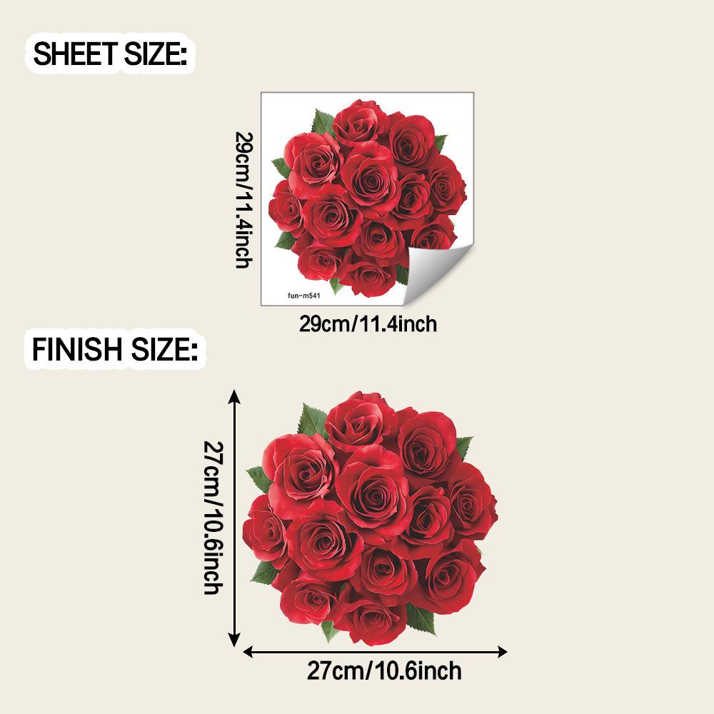 Painted Rose Bouquets Bathroom Decoration Beautification Wall Stickers