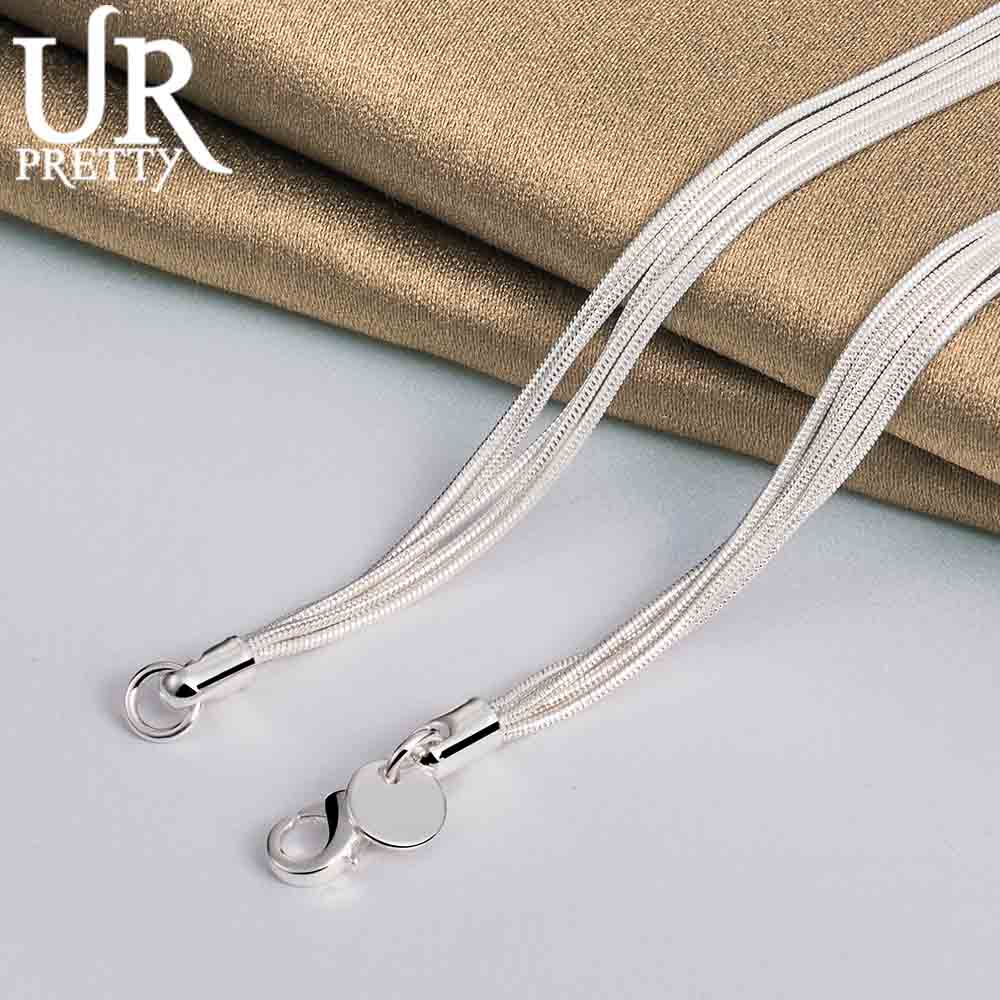 Halskette mit Anhänger aus 925er Sterlingsilber mit Schlangenkette und fünf Herzen