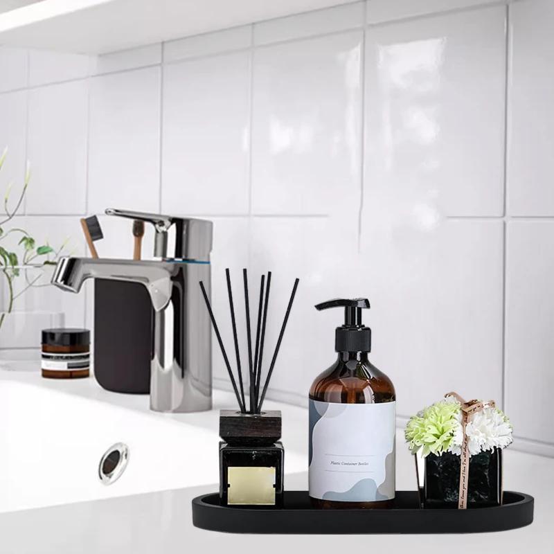 Bathroom Vanity Trays Silicone Kitchen Sink Countertop Dish Soap Sponge Storage Tray Toilet Tank Oval Storage Tray Home Decor