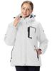 YSENTO Winter Jacket with Fleece Stand and Detachable and Warm for and Motorcycle White Women's Lining, Collar, Hood, Windproof, Water-Repellent,