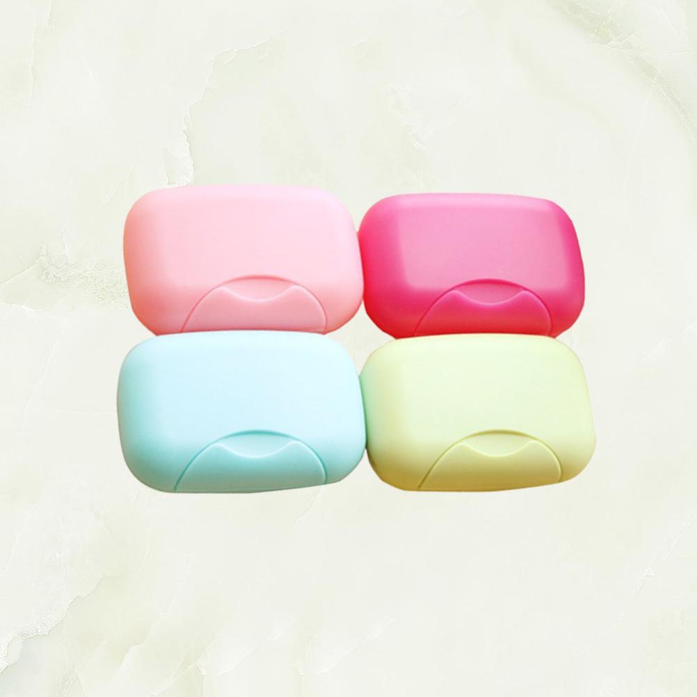 

4 Pcs Portable Soap Box Waterproof Storage Rack Cover Gym Travel Lightweight Drainage Design Easy Clean Non Deform Soap