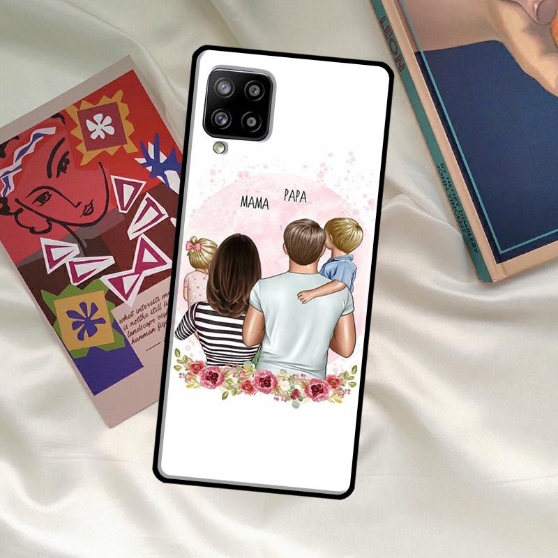 Black Brown Hair Baby Mom Girl Son Case For Samsung Galaxy A52 A32 A12 A33 A06 A16 A26 A36 A56 A15 A53 A13 A34 A54 A14 A35 A55