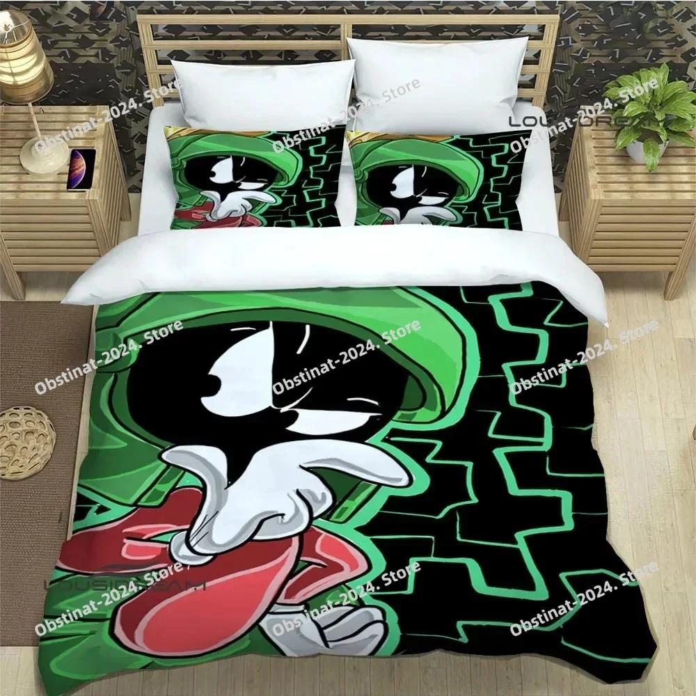 3D Marvin The Martian Cartoon Bedding Set Print With Pillowcase Bed Duvet Cover Single Double Queen Super King Size Luxury Gift