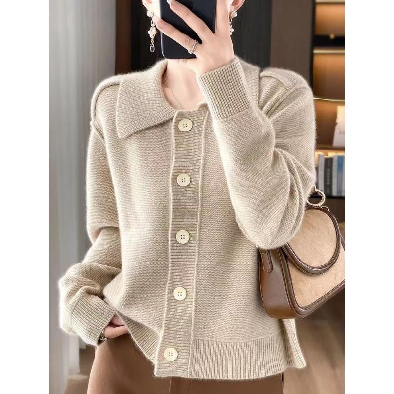 

Кардиган вязаный свитер куртка с воротником поло женский осенне-зимний лацкан утолщенный верх вязаный свитер топ прилив One Size