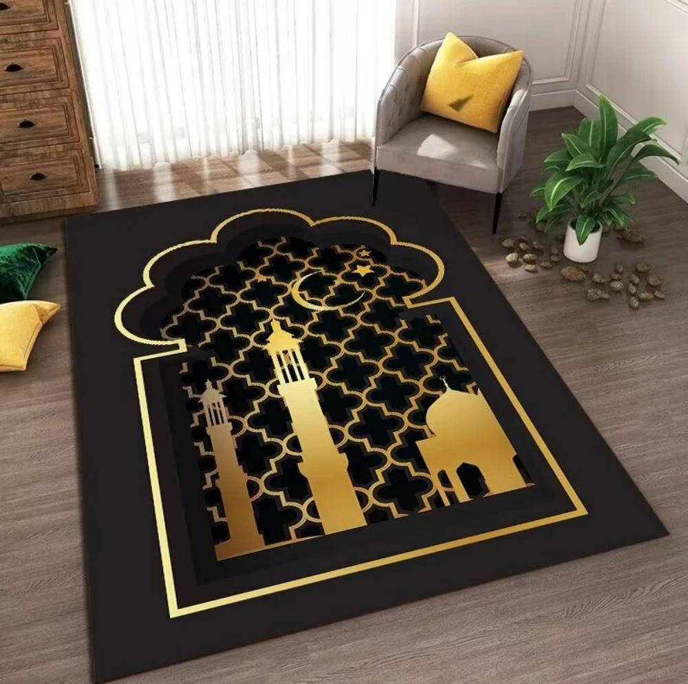 Ramadan Muslim Prayer Mat Halal Carpet for Bedroom Decor Living Room Anti-slip Rug Machine Washable Carpet Entrance Doormat