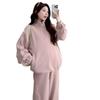 In-Stock Winter Maternity Wear: Thickened, Loose, Double-Sided Coral Fleece Set - 2025 Korean Style Casual Maternity Outfit