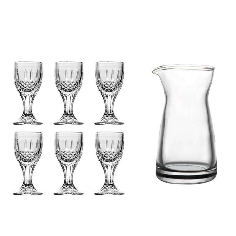 

Набор бокалов для вина 6 шт. + 1 шт. Прозрачные стаканы 80 мл, дозатор для вина 10 мл, стеклянный стаканчик для спиртного Baijiu, набор посуды для вина 10mlX6pcs-80mlX1pcs