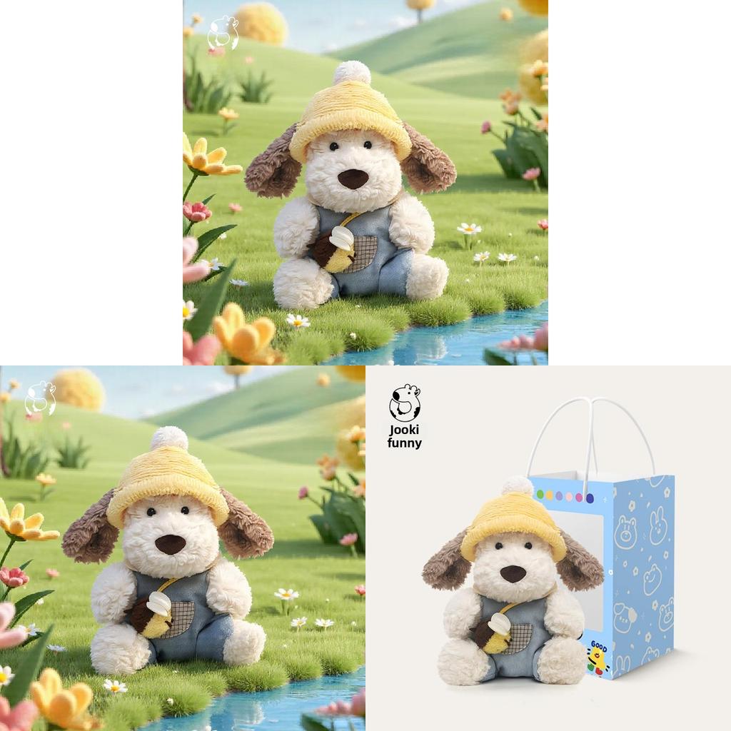 Peluche Con Tessuto a Pelo Lungo Forma di Cane Carino Per Bambini e Regalo