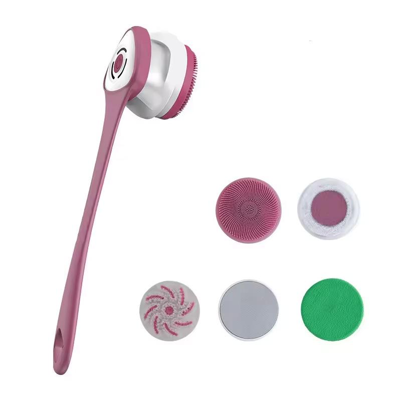 Rechargeable Electric Body Shower Brush - 5 Rotating Shower Brush Heads for Deep Cleansing and Exfoliation