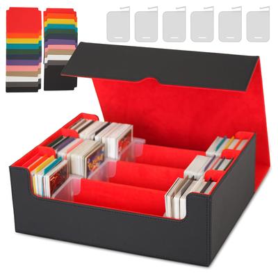 The Place B Trading Card Case Box Trading Card Deck Card Game Storage Over 2400 Cards 24 Indexes 6 Stand Clips [Improved Model] (black Red)