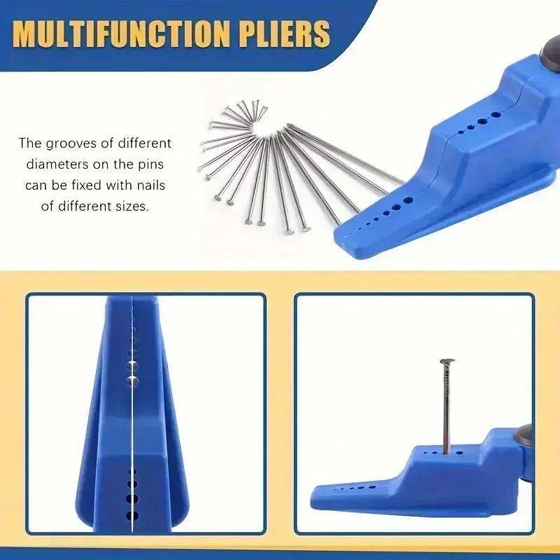Nail Clamps & Auxiliary Pliers Set - For Clamping Long/Short Nails and Fixing Tools (Includes Protective Hammer)
