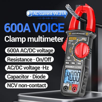 ANENG PN201 Voice Meters Digital Clamp Meter Multimeter Tester 4000 Counts mit NCV Amp Ohm Volt