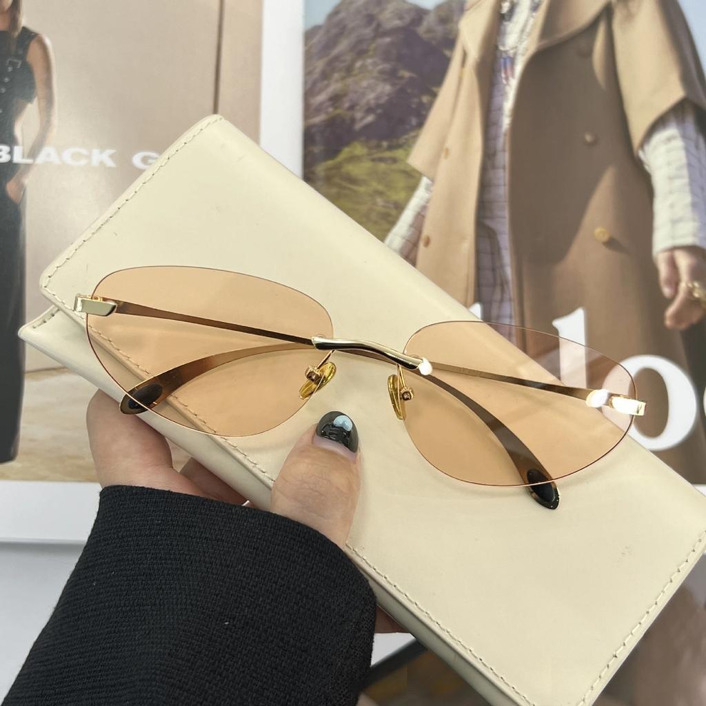 Personalized Light Luxury Ins Style Trend Frameless Sunglasses  Futuristic Korean Style Sun Glasses Street Photography Shades